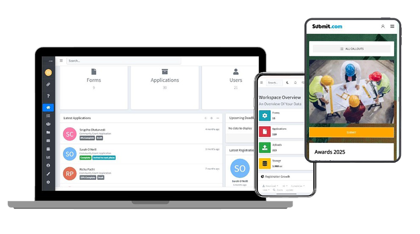 Submit.com Management Software Demo Screen