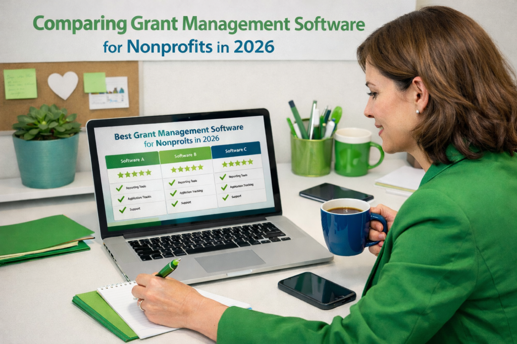 Nonprofit grant manager comparing the best grant management software for nonprofits in 2026