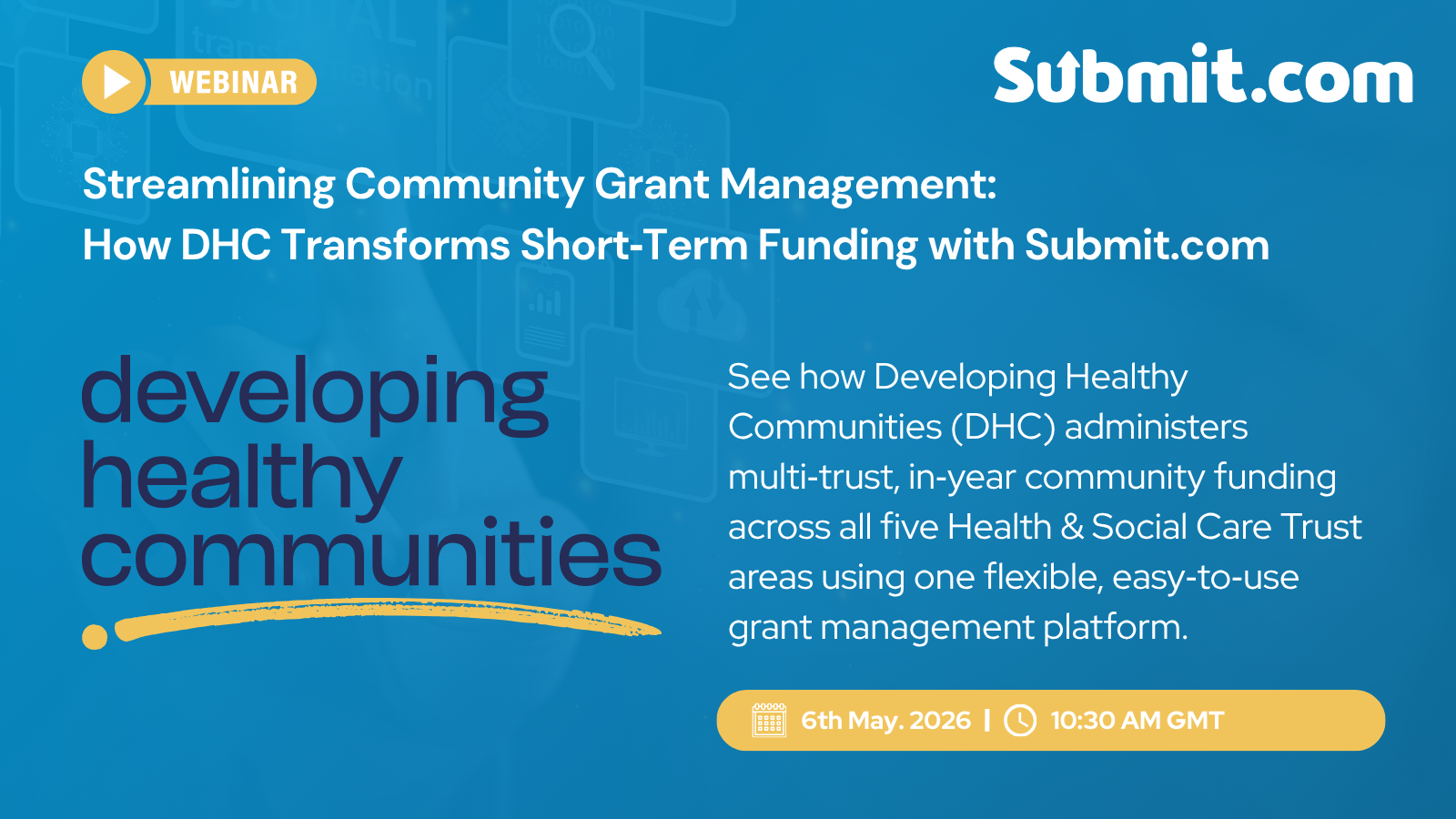 Watch how Developing Healthy Communities streamlined grant funding across five NHS trust areas.