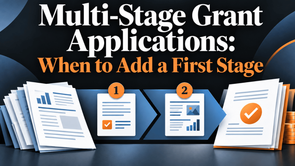 create a poster for this - Multi-Stage Grant Applications: When to Add a First Stage